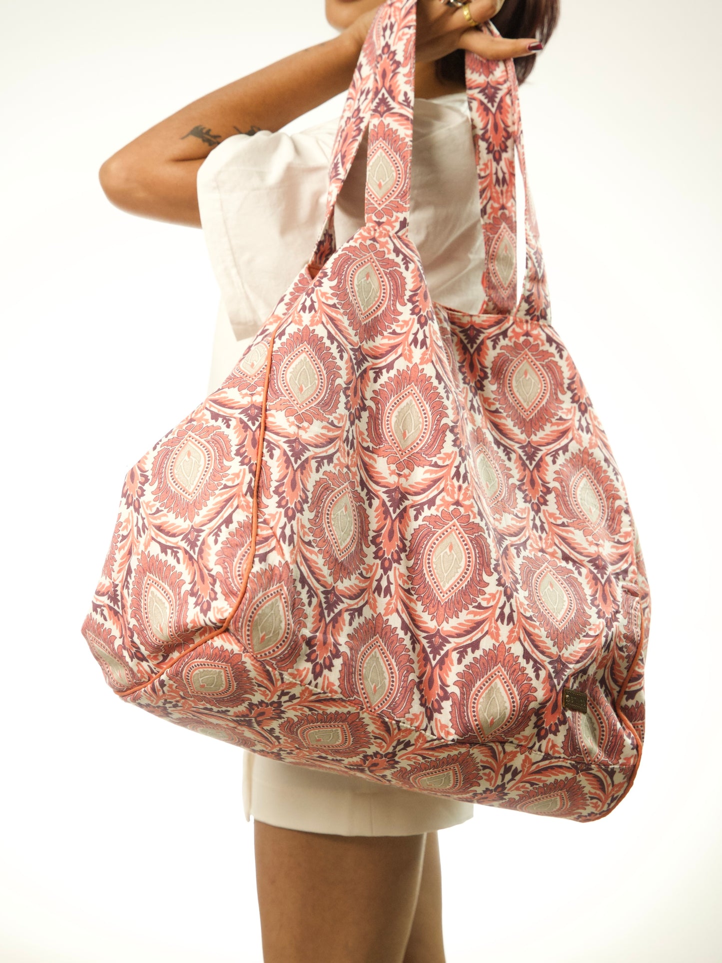 Peach Large fabric Tote Bag
