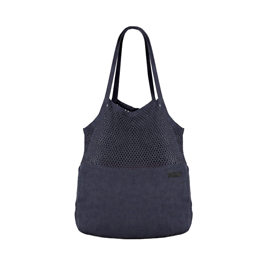 Linen Mesh Tote Bag Blue