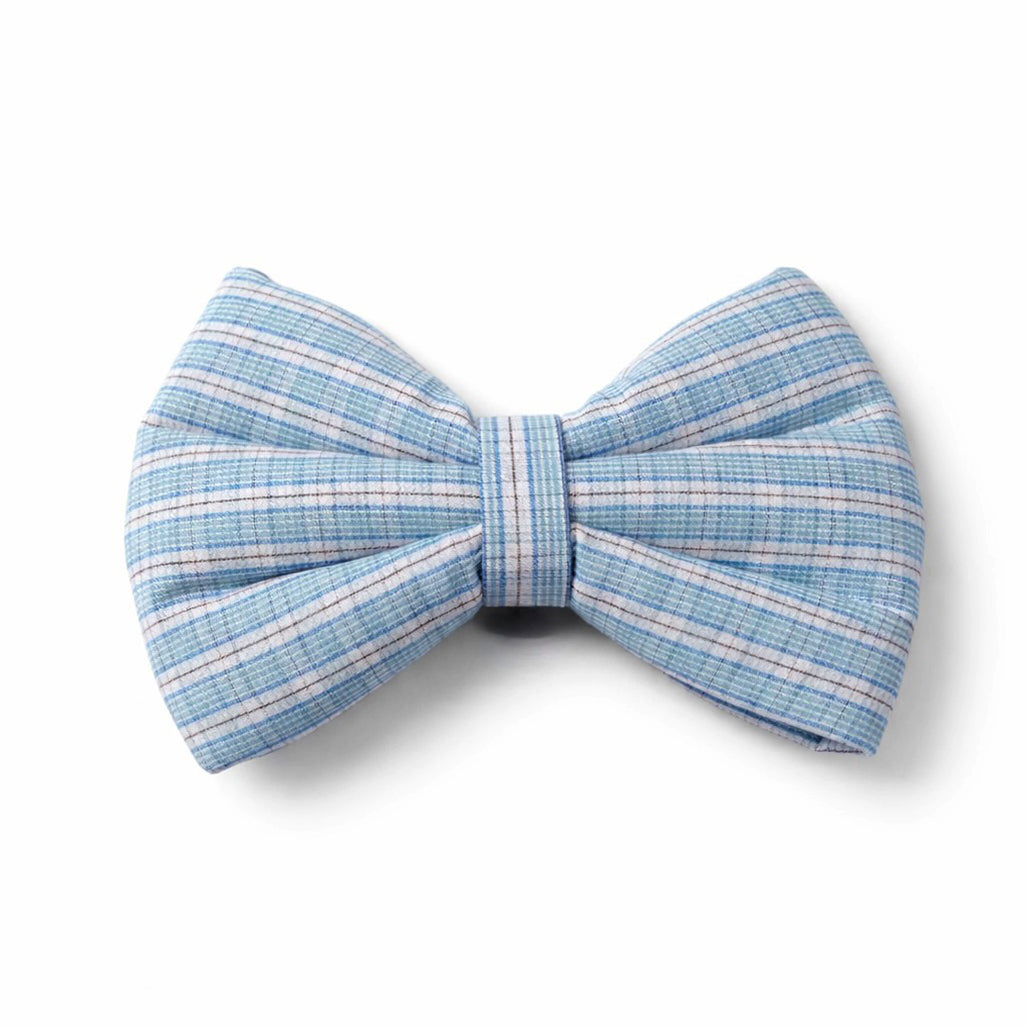 Dog Bow Blue Windowpane Check (Large)