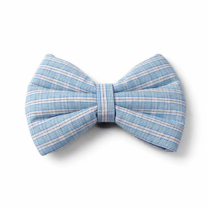 Dog Bow Blue Windowpane Check (Large)