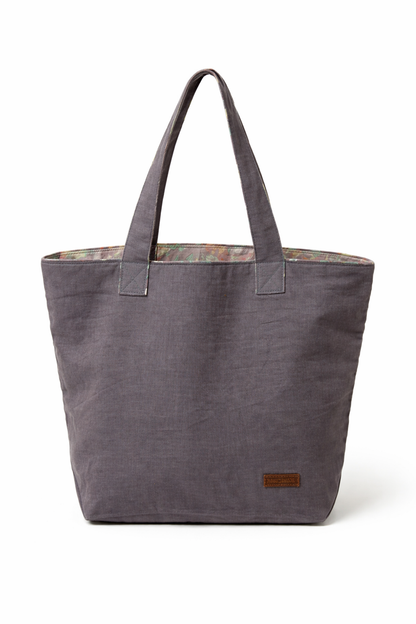 Charcoal linen tote bag