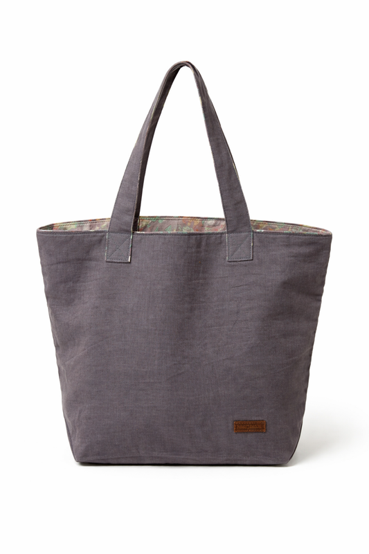 Charcoal linen tote bag