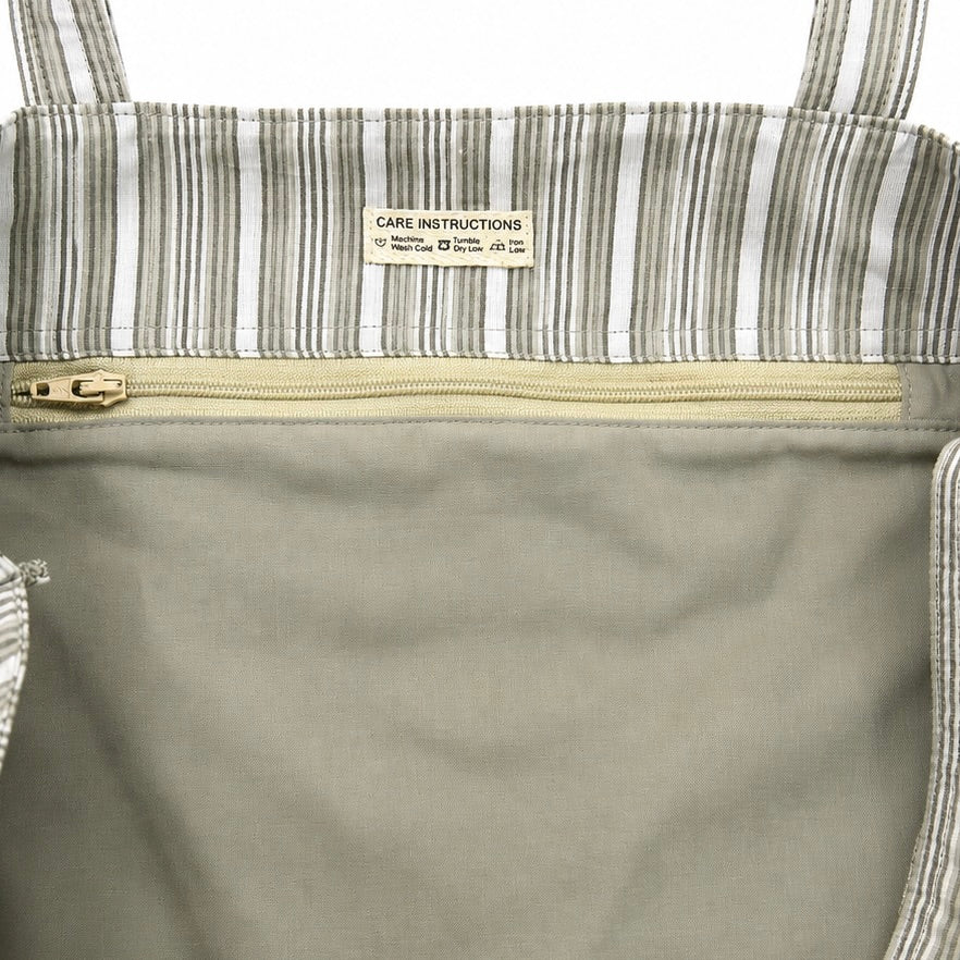 Everyday Striped Tote Bag (Green)