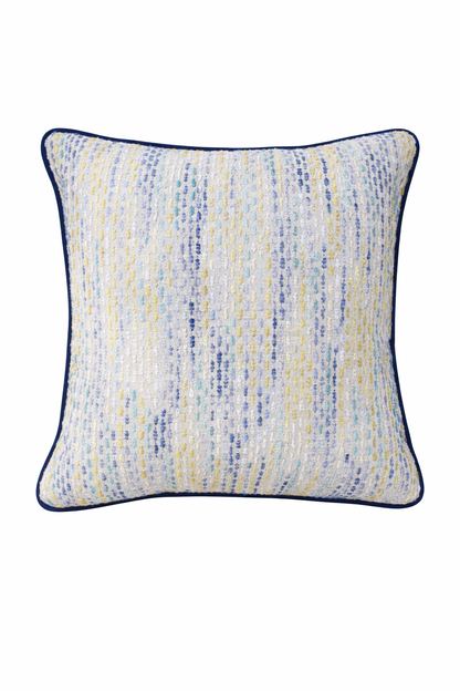 Velvet cushion in Blue and White