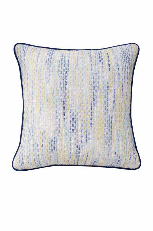 Velvet cushion in Blue and White