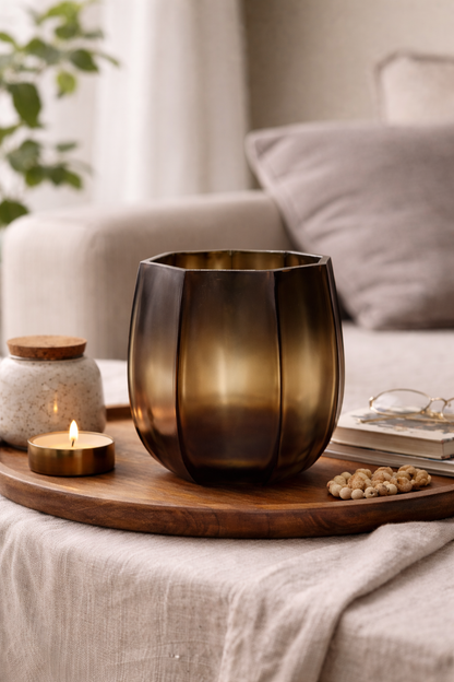 Amber Glass Flower Vase
