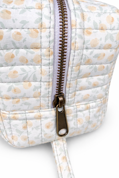 Soft floral quilted pouch
