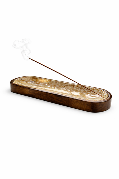 Brown Wooden Incense Tray