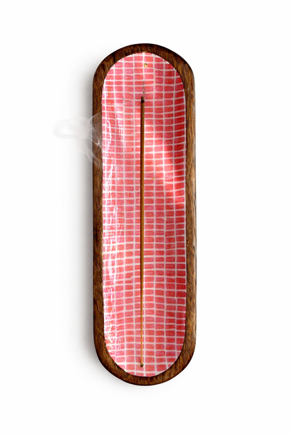 Weave wooden incense tray