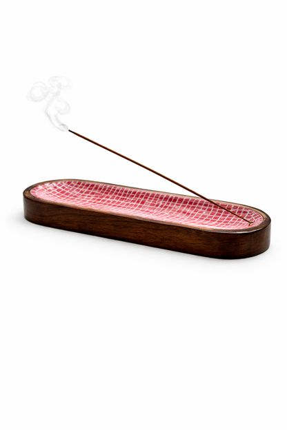Weave wooden incense tray