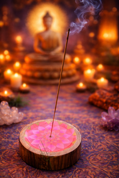 Lotus bloom handcrafted incense holder disc