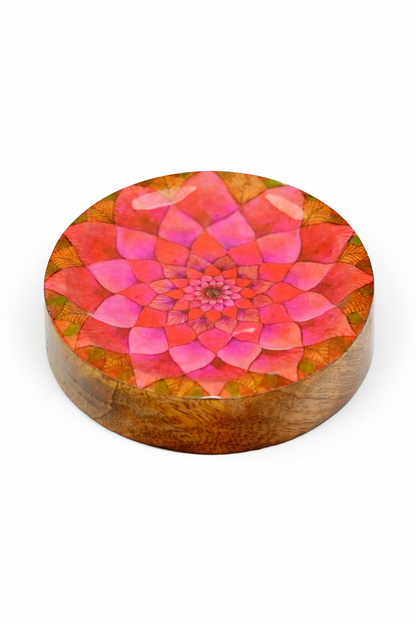 Lotus bloom handcrafted incense holder disc