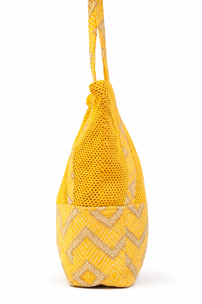 Mustard Mesh Oversized Tote