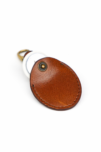 Brown Oval Leather Air Tag Holder