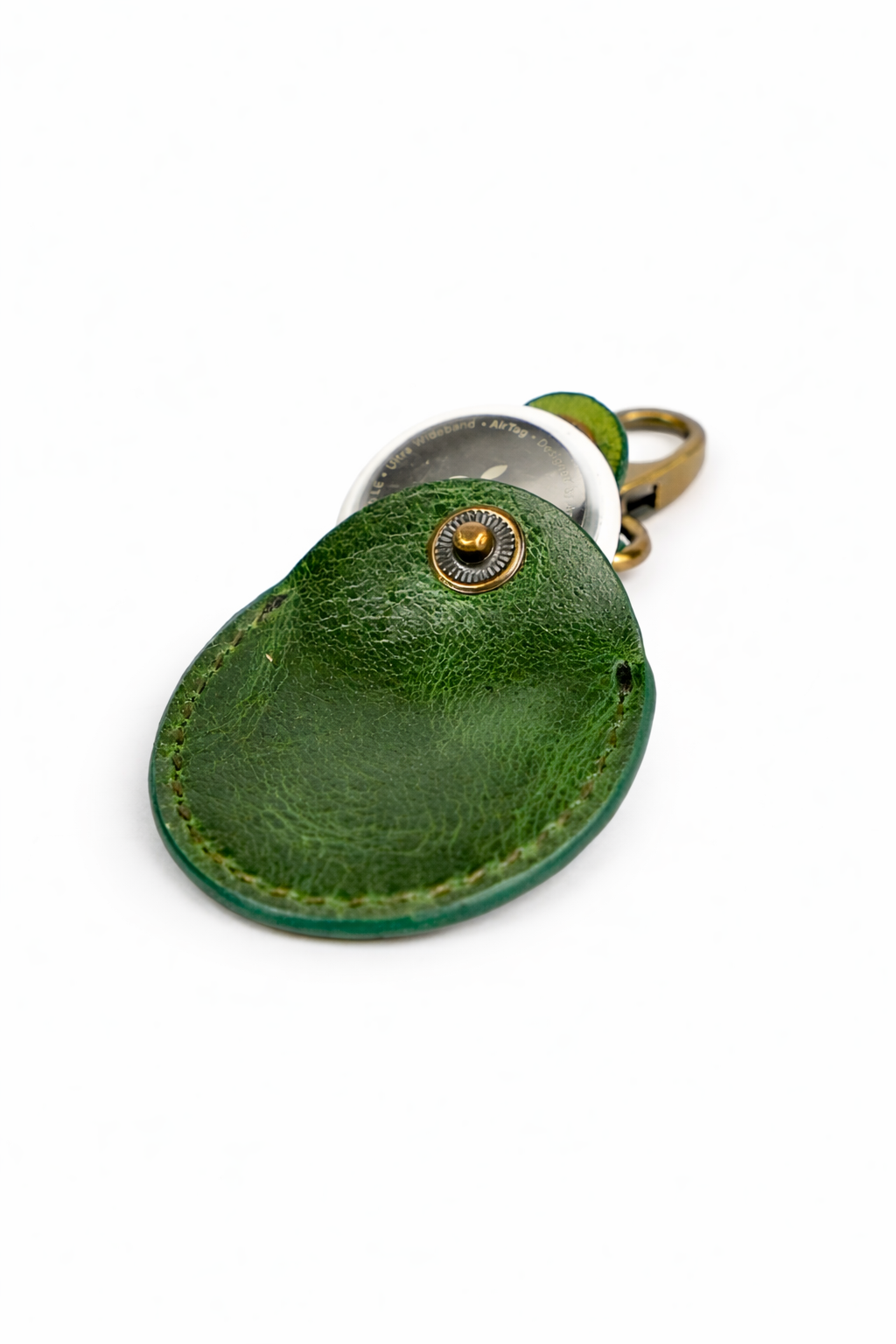 Green Oval Leather Air Tag Holder