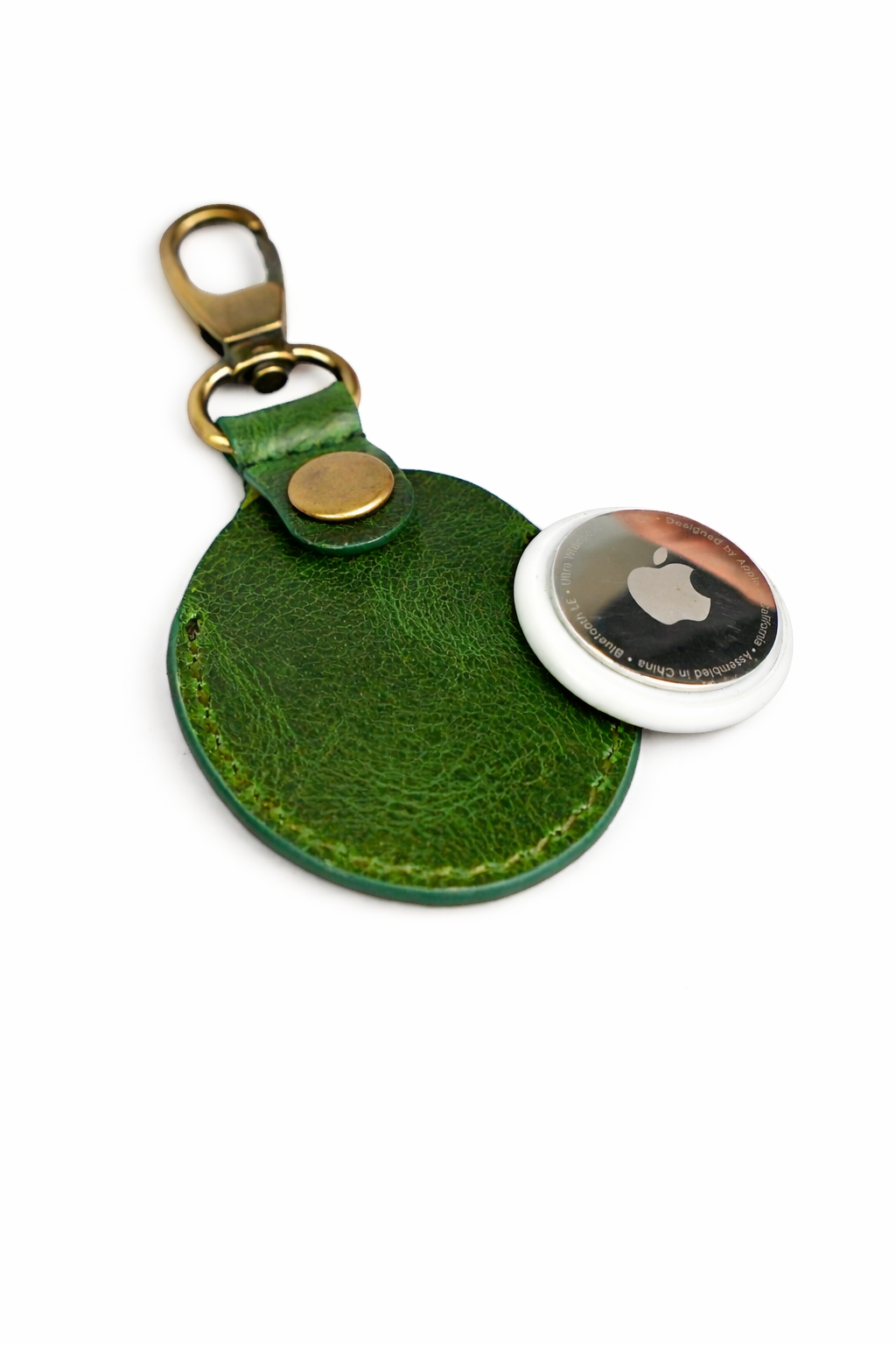 Green Oval Leather Air Tag Holder