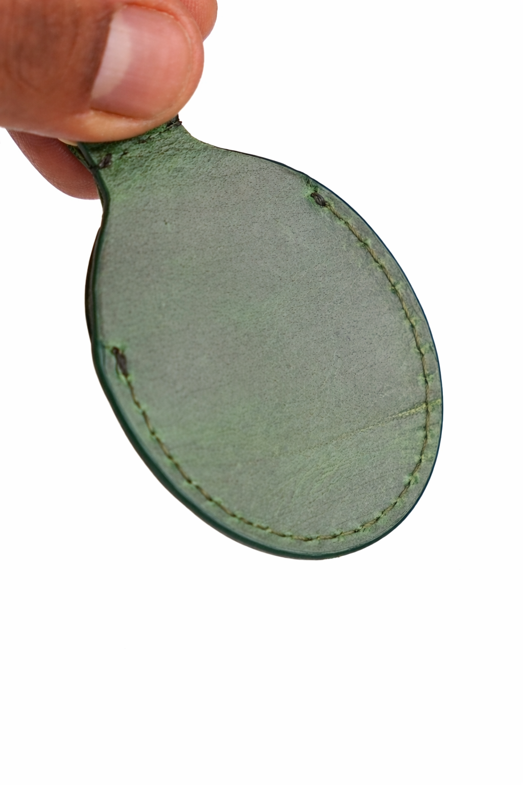 Green Oval Leather Air Tag Holder