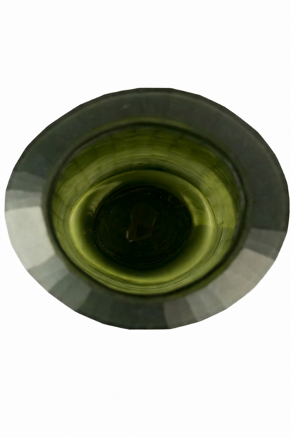 Emerald Ribbed Cylindrical Glass Vase Medium
