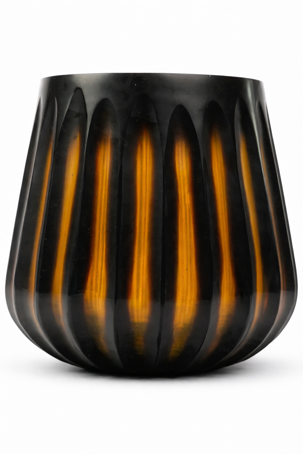 Caramel ribbed vase