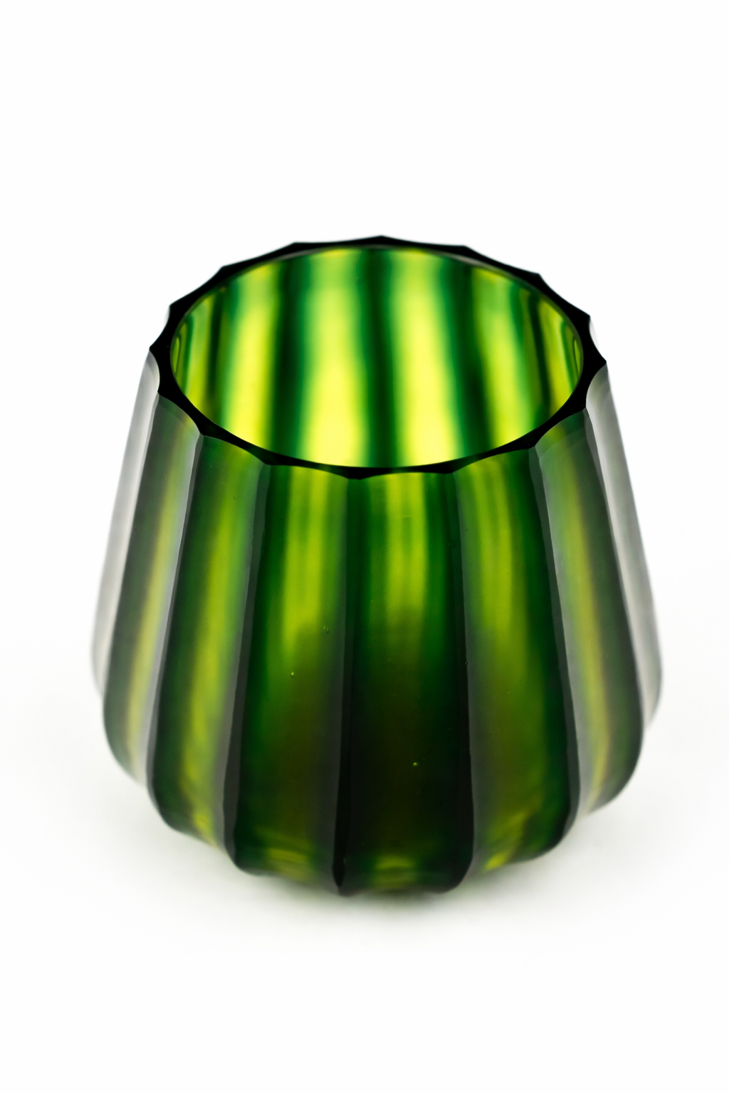 Emerald Fluted Glass Flower Vase