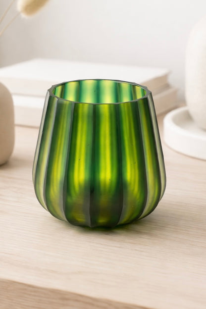Emerald Fluted Glass Flower Vase