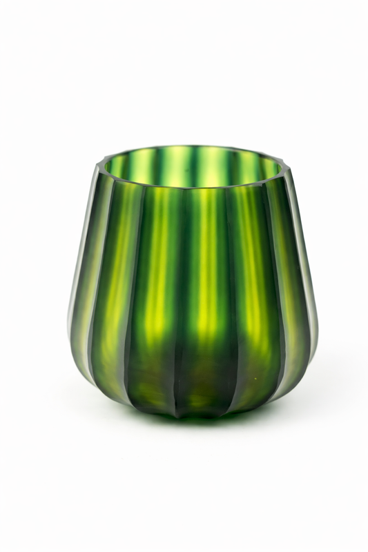 Emerald Fluted Glass Flower Vase