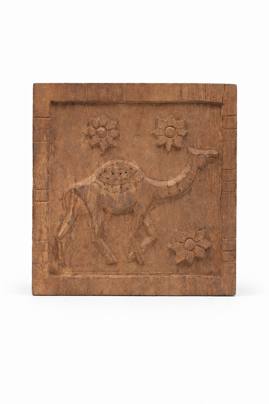 Antique Camel Wood Plaque (Small)