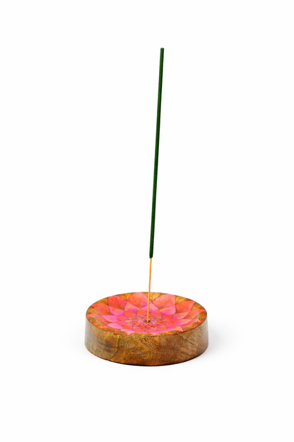 Lotus bloom handcrafted incense holder disc