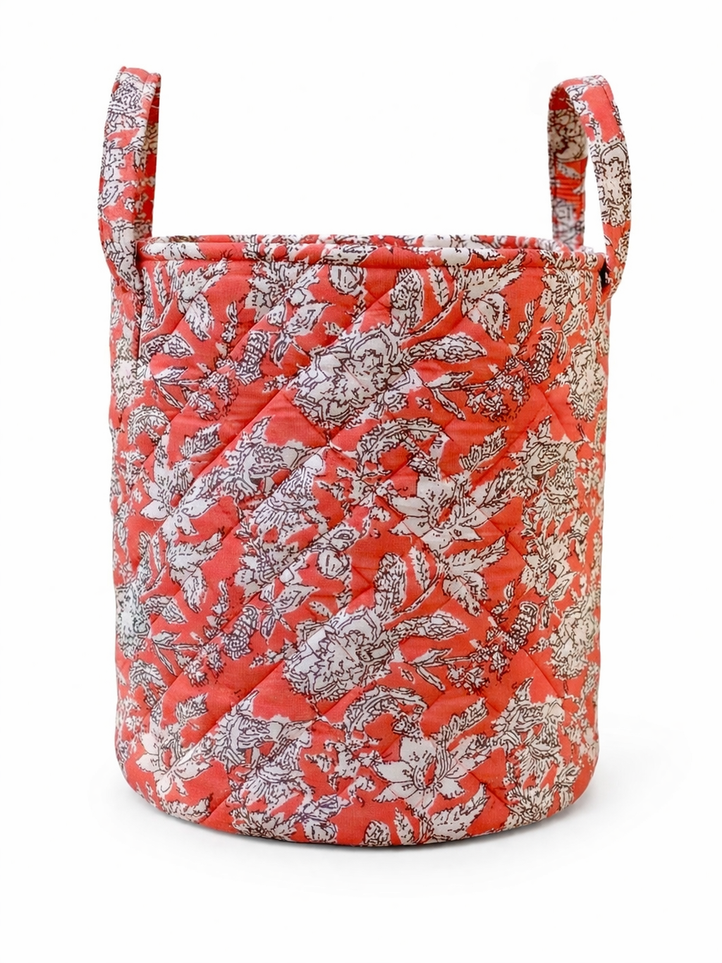 Coral Bloom Quilted Storage Bin (Medium Size)