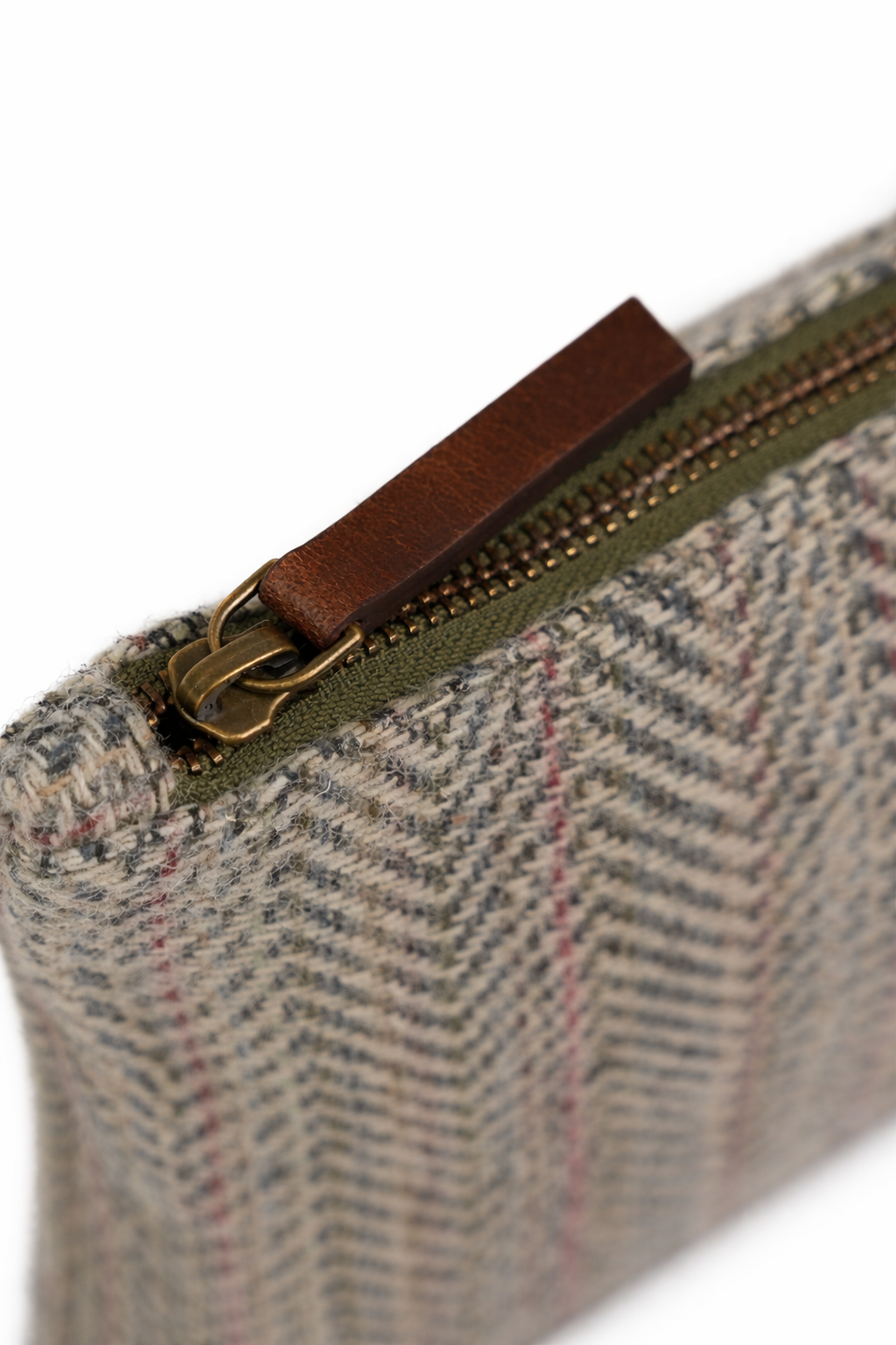 Brown Tweed Leather Pouch