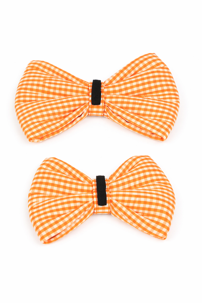 Dog Bow Orange Gingham (Small)