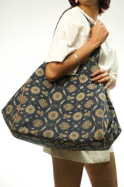 Blue Large fabric Tote Bag