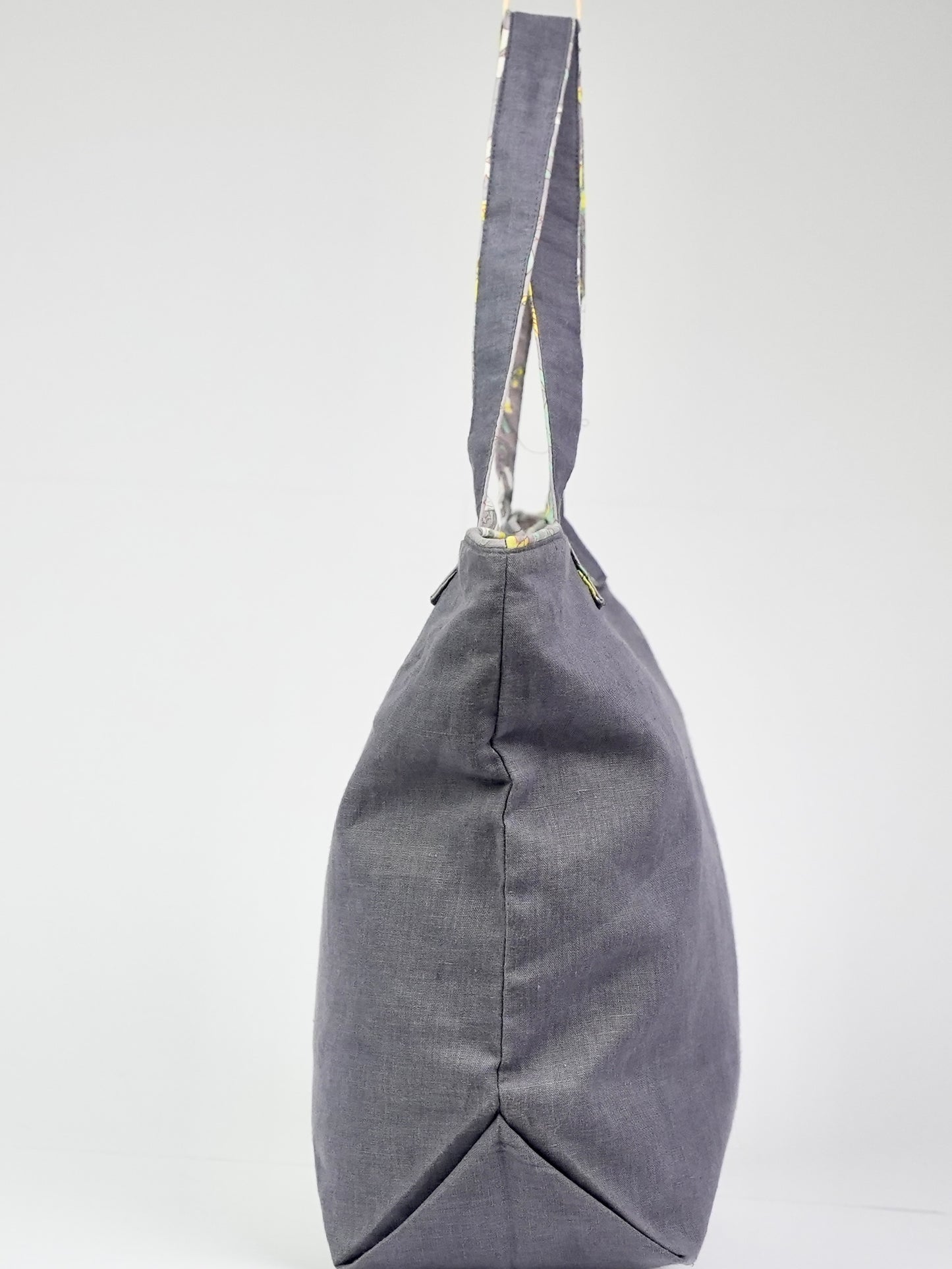 Charcoal linen tote bag