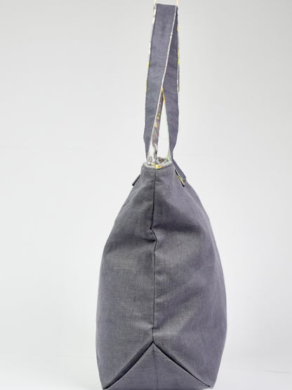 Charcoal linen tote bag