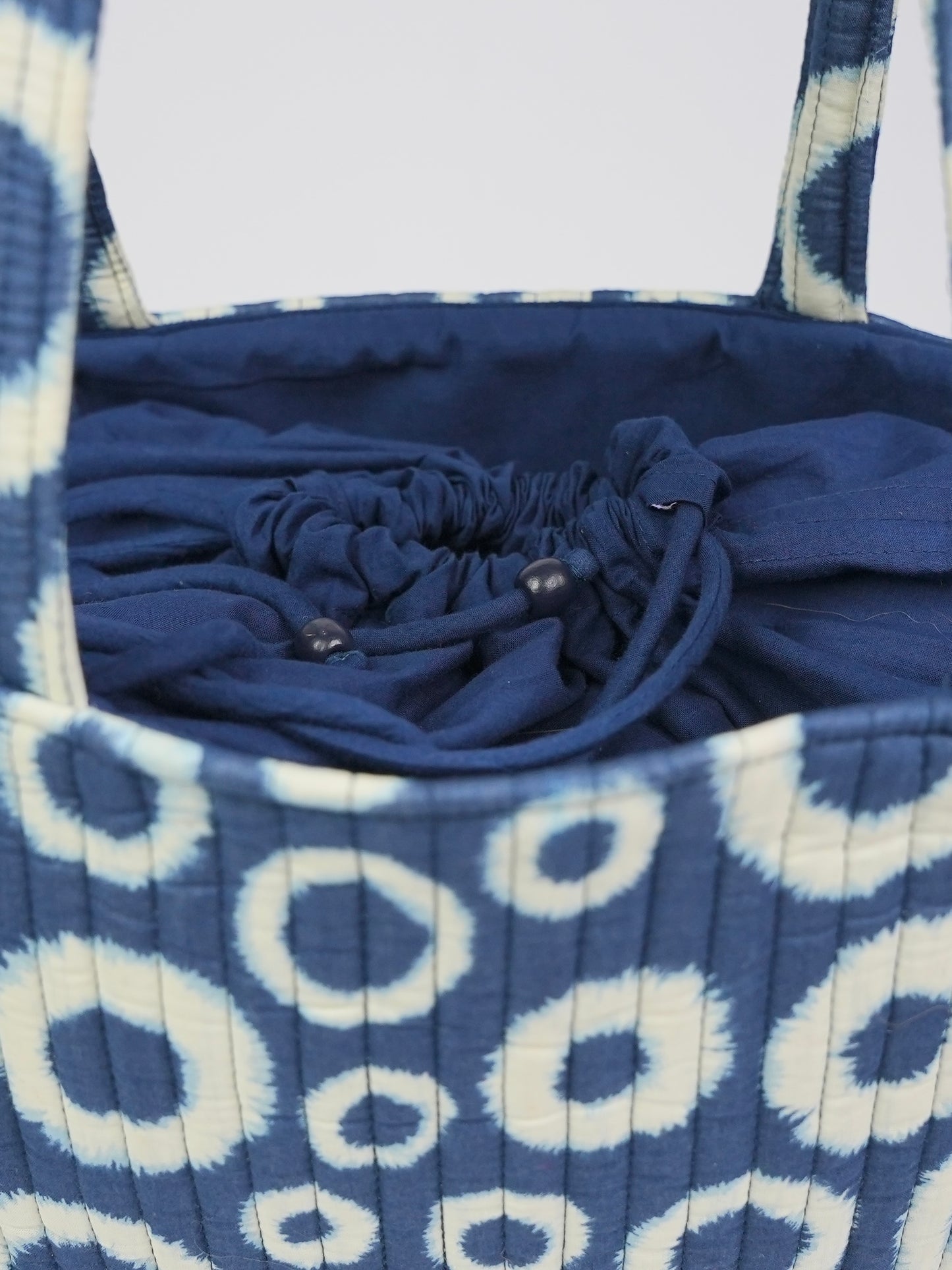 Indigo Orbit Quilted Tote