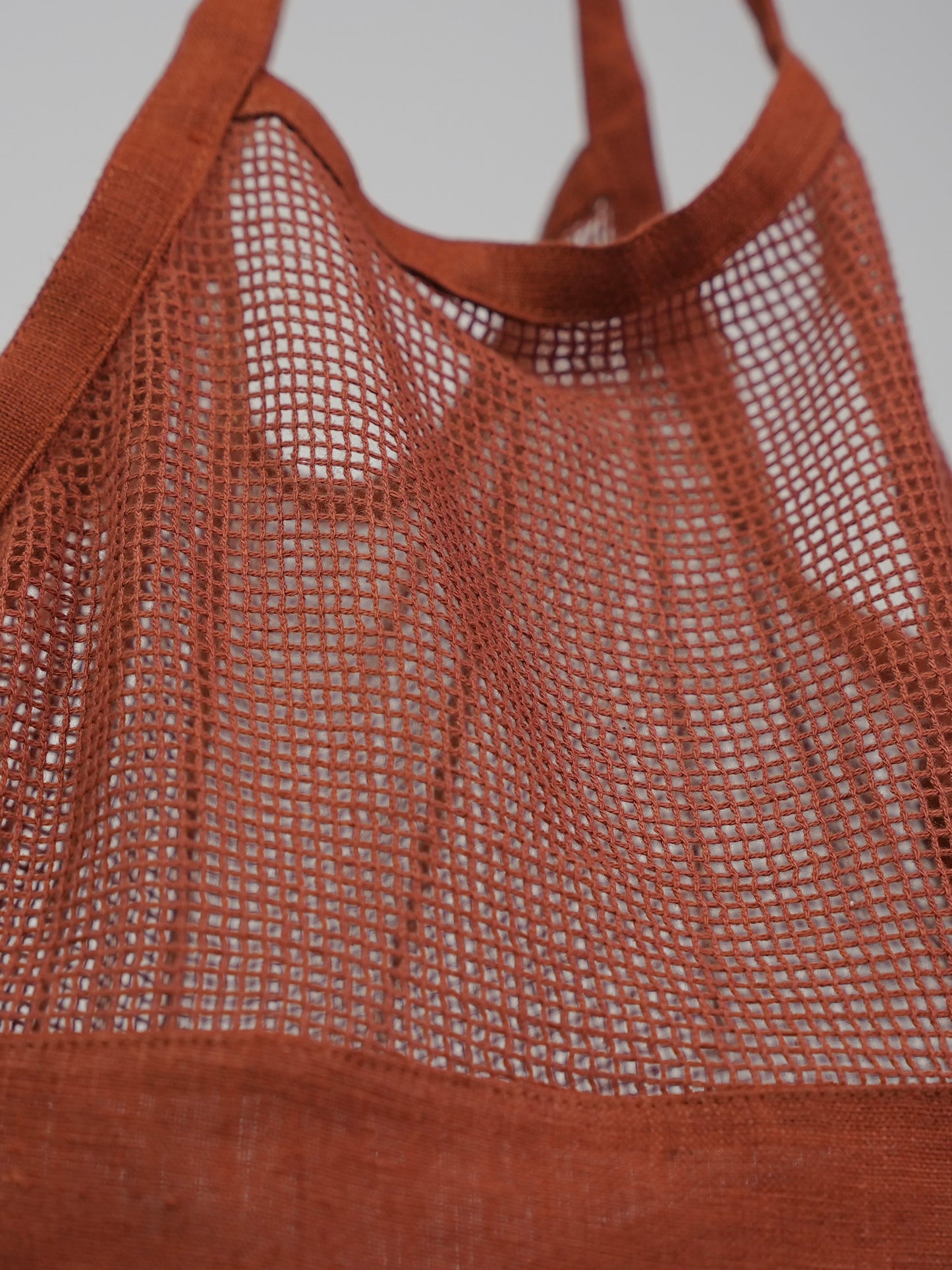 Linen Mesh Tote Bag Rust