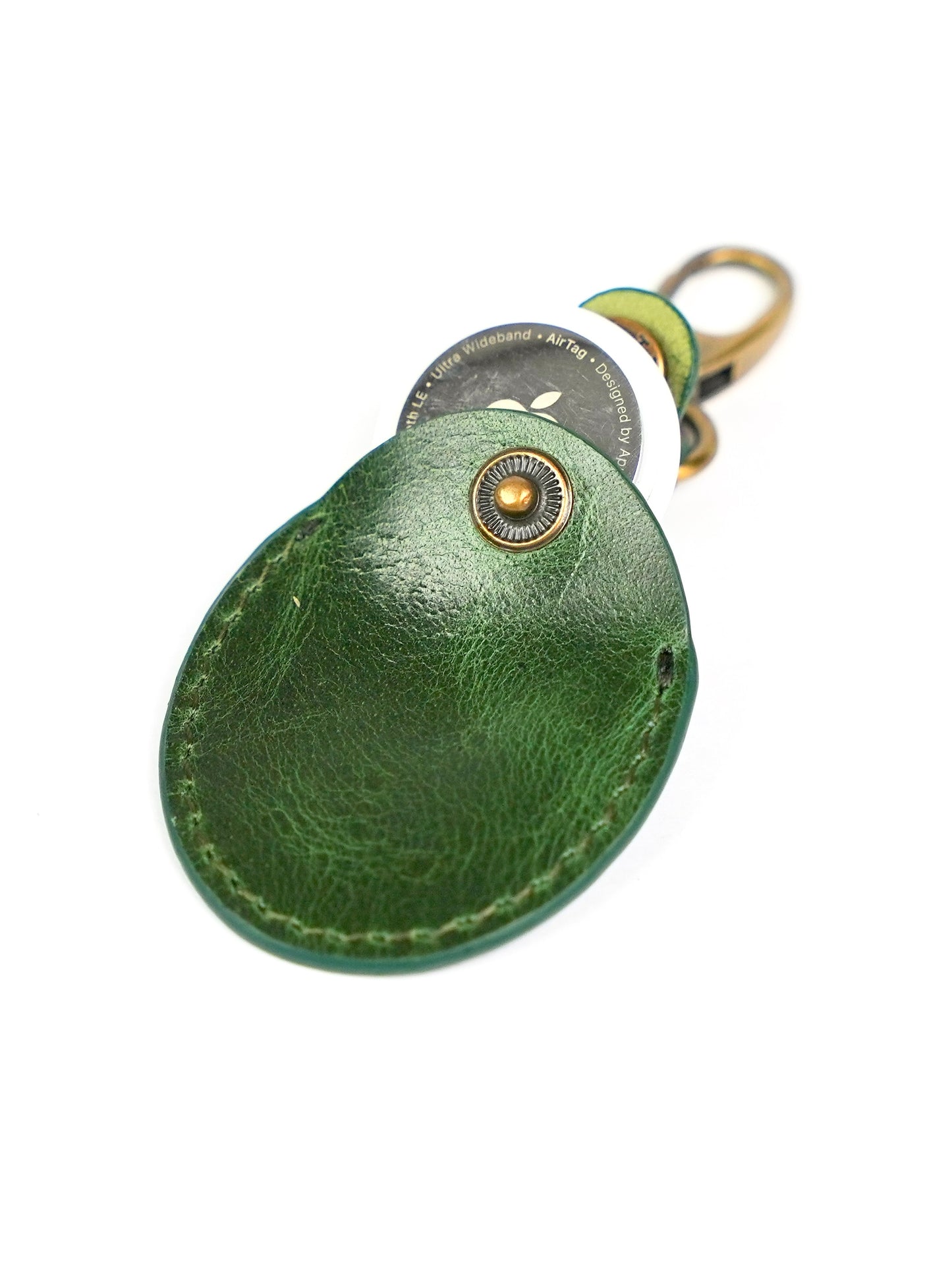 Green Oval Leather Air Tag Holder