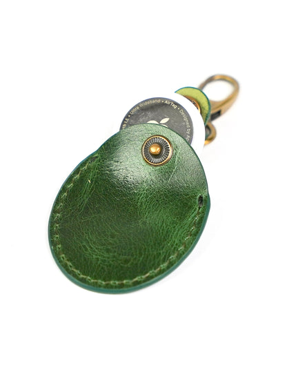 Green Oval Leather Air Tag Holder