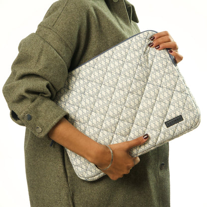 Geo Blue Quilted Laptop Sleeve