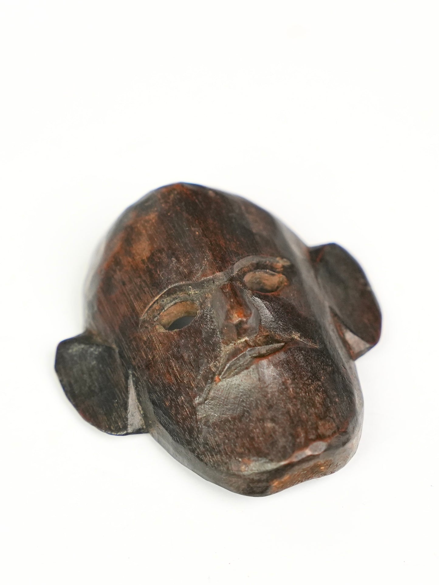Miniature Hand Carved  Primitive Wall Mask (Round Chin)