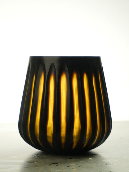 Caramel ribbed vase