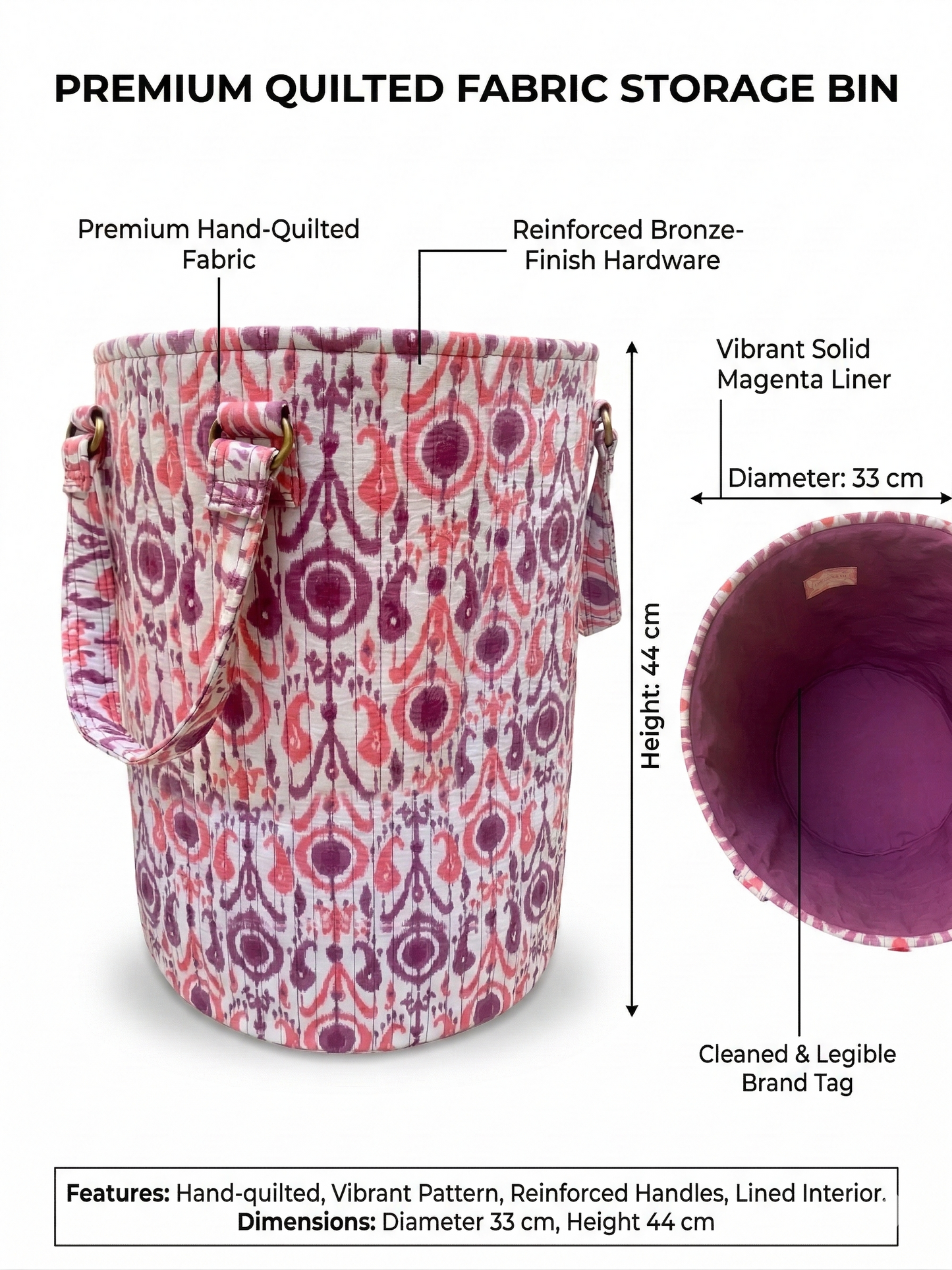 Quilted Ikat Storage Bin