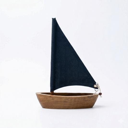 Feng Shui sailing boat (linen blue)