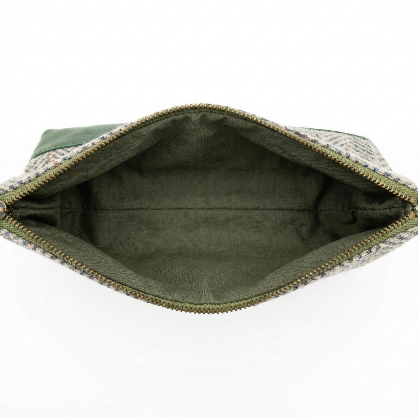 Olive Tweed Leather Pouch
