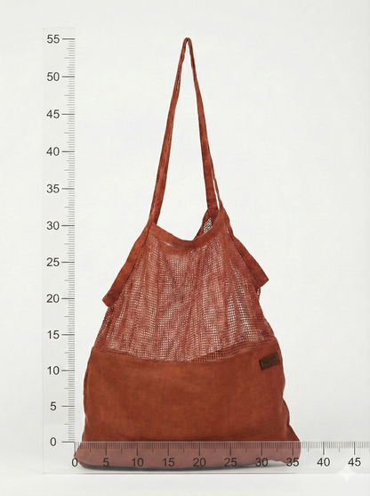 Linen Mesh Tote Bag Rust