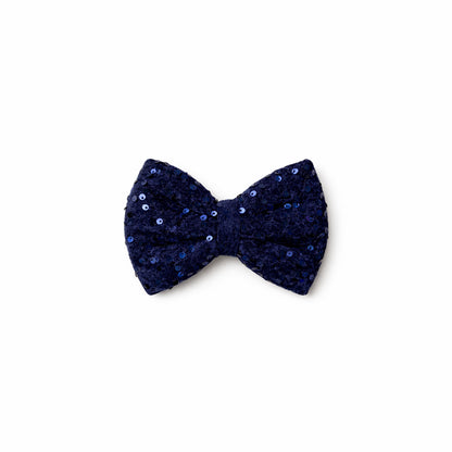 Blue velvet party bow (small)