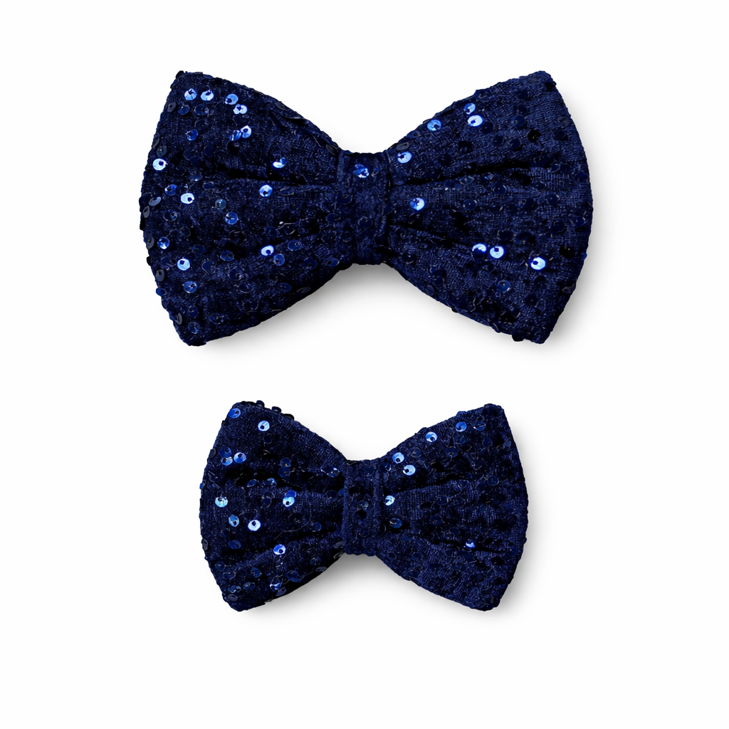 Blue velvet party bow (large)