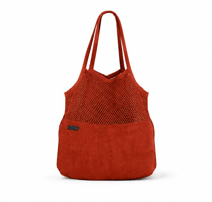 Linen Mesh Tote Bag Rust