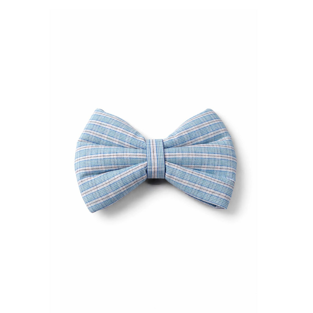 Blue Windowpane Check Dog Bow Tie (Small)