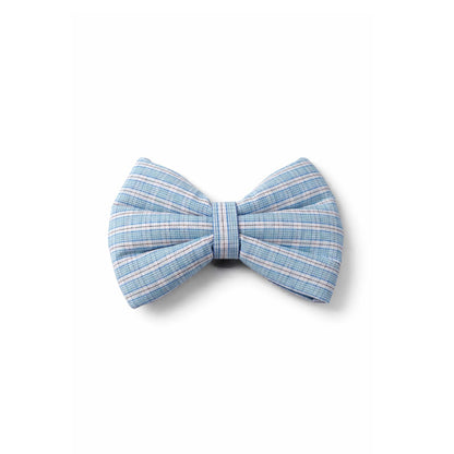 Blue Windowpane Check Dog Bow Tie (Small)